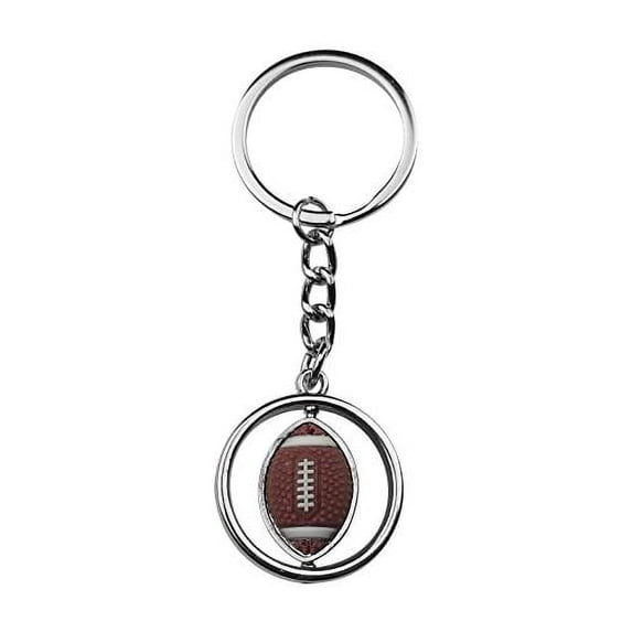 Art Attack Silvertone Rotating American Football Gridiron Sport Swivel Bag Charm Pendant Keychain