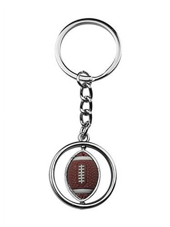 Silvertone Rotating American Football Gridiron Sport Swivel Bag Charm Pendant Keychain