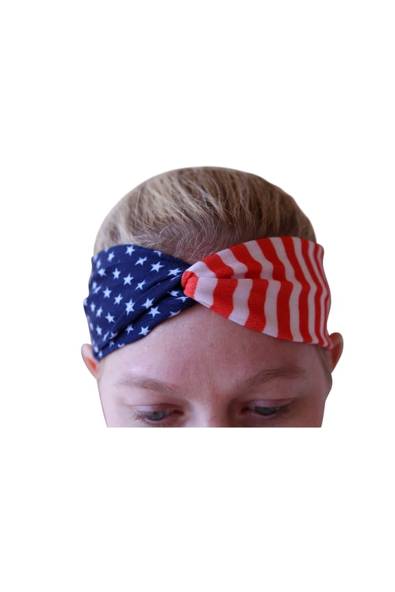 USA American Flag Headband, Stars & Stripes Workout Yoga Bandana (Modern USA)