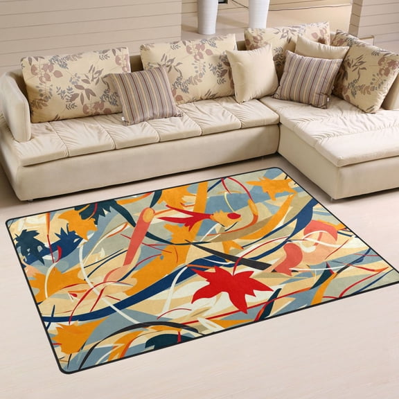 Art Autumn Leaves Soft Polyester Area Rug 31''x20'', Non Slip, Memory Foam, Water Absorbent