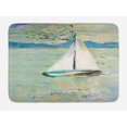 thumbnail image 1 of Art Bath Mat, Monet Sailing Boat Yacht Birds Watercolor Brushstroke Composition, Plush Bathroom Decor Mat with Non Slip Backing, 29.5" X 17.5", Pale Blue Teal and White, by Ambesonne, 1 of 2