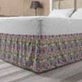 thumbnail image 1 of Art Bed Skirt, Hip-Hop Inspired Colorful Graffiti Doodle Crazy Love Time Cool Skull Street Art Print, Elastic Bedskirt Dust Ruffle Wrap Around for Bedding Decor, 4 Sizes, Multicolor, by Ambesonne, 1 of 2