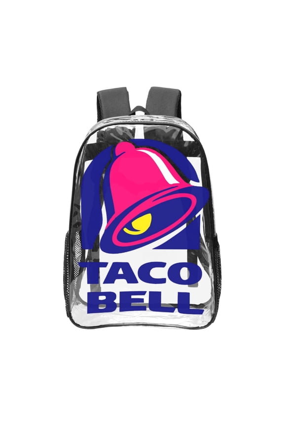 Art Bell With Taco Transparent Backpack Fashion Travel Backpack Laptop Backpack 16 Inch