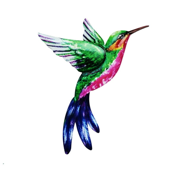 Art Big Hummingbird Metal Wall Hanging Decor with Realistic Details, Spray-Painted Colors for Vibrant Outdoor Display, Easy Hang with Hooks for Garden or Living Room