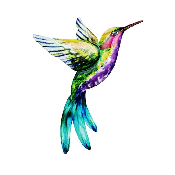 Art Big Hummingbird Metal Wall Hanging Decor with Realistic Details, Spray-Painted Colors for Vibrant Outdoor Display, Easy Hang with Hooks for Garden or Living Room