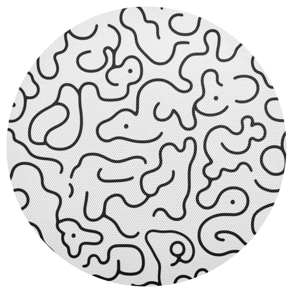 Art Black and White Pattern 15.4in Diameter PVC Plate Mat, Heat-Resistant and Cuttable, Kitchen Decor