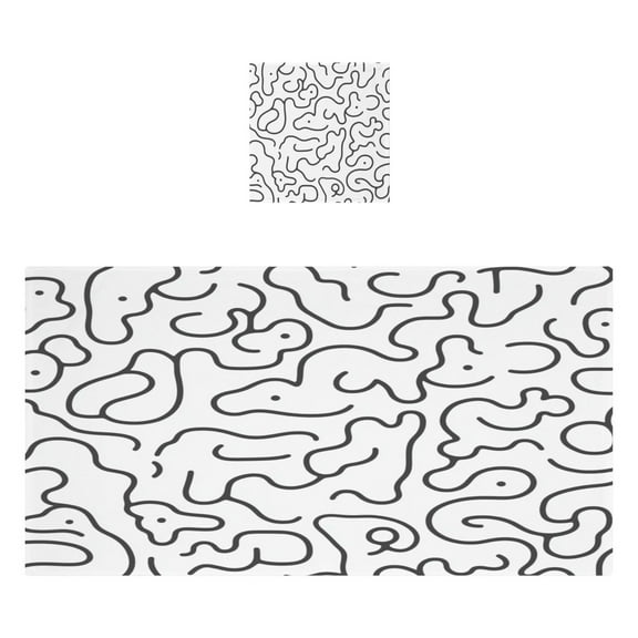 Art Black and White Pattern 2 Piece Cotton Bath and Face Towel Set Soft and Absorbent, for Beach Pool Bathroom