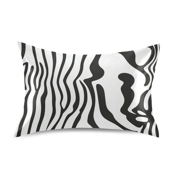 Art Black and White Pattern King Size Pillowcase Ultra Soft Silky Fabric Wrinkle Fade Resistant 20x40in