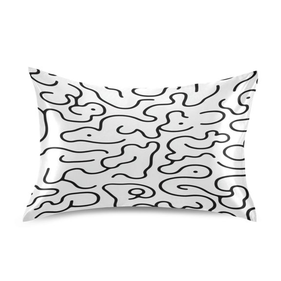 Art Black and White Pattern Satin Pillowcase 20''x26'' Double-Sided Print Soft Wrinkle Resistant