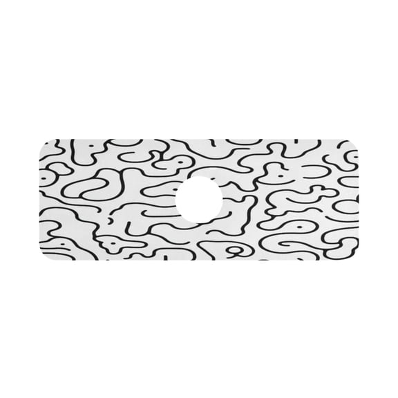 Art Black and White Pattern Single Compact Faucet Drying Pad 14.7x5.4in Absorbent Mat for Small Sinks, Vanity Countertops