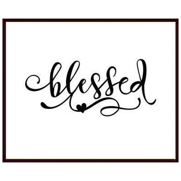 Art Blessed Quote White Background Design Photoframe|Matt Finished Print |Synthetic Wood frame without Glass