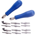 thumbnail image 1 of Art Block Cutters- Craft Linoleum Carving Tools with 12Pcs(6 Type) Blades & 2 Plastic Storage Handles, 1 of 6