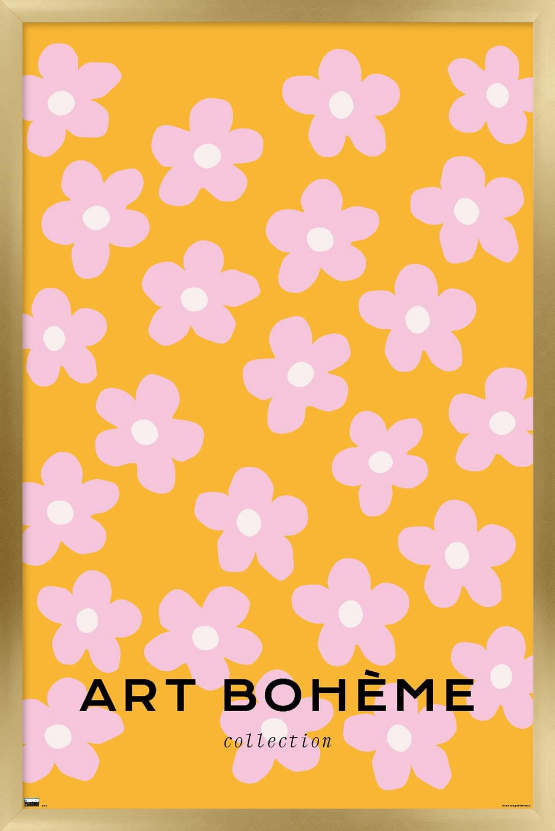 Art Bohème - Pink Flowers Wall Poster, 22.375" x 34" Framed