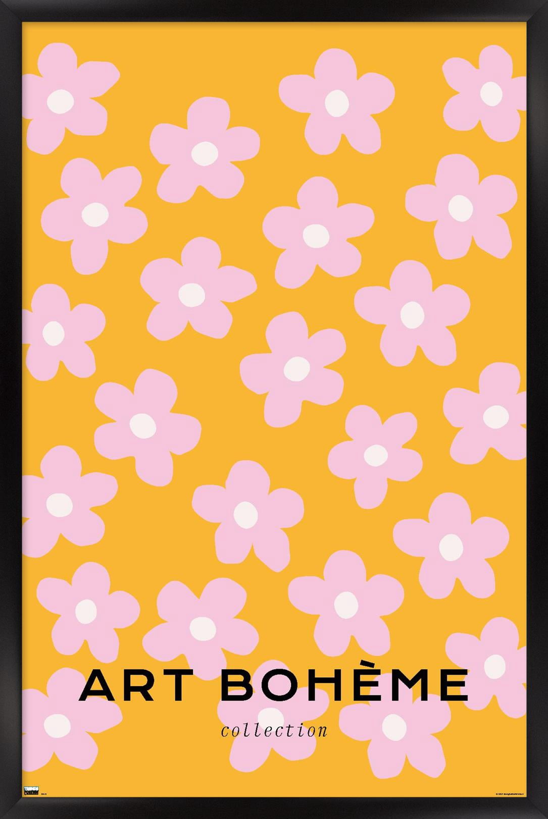 Art Bohème - Pink Flowers Wall Poster, 22.375" x 34" Framed