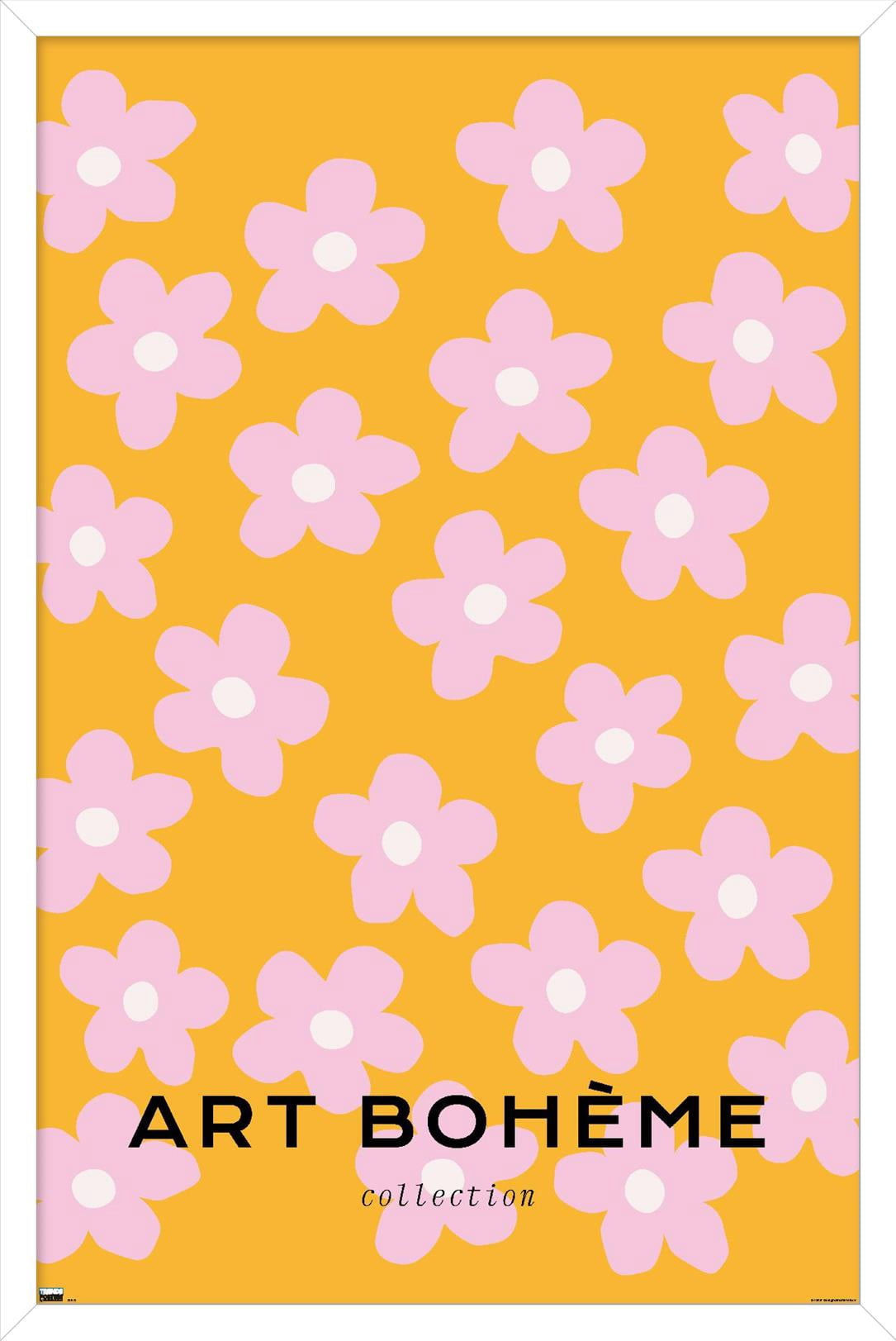 Art Bohème - Pink Flowers Wall Poster, 22.375" x 34" Framed
