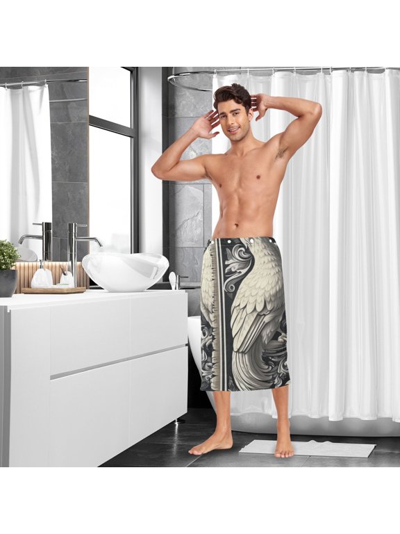 Art Boho Bird and Flower Men Bath Towel Adjustable Body Wrap for Sauna Spa Gym Shower After Soft Cover Up