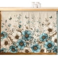 thumbnail image 1 of Art Botanical Cabinet Curtains 10"Wx11"L, Teal Beige Floral Blue Butterfly Leaf Rustic Farmhouse Under-Desk Privacy Dust Proof Drape Dishwasher Curtain Sink Skirt for Kitchen Closet Bathroom Laundry, 1 of 9