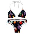 Art Bowling Pins Print Women's Side Tie Hipster Triangle Bikini Bathing