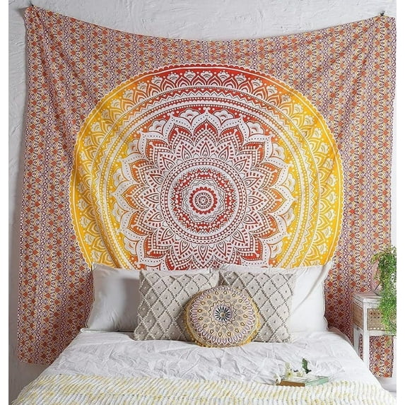 The Art Box Mandala Tapestry Twin Size -55 x 82 in Tapestry Hippie Wall Hanging Bedspread Indian Bohemian Mandala Psychedelic Home Decor New Beach Throw Mat Picnic Blanket