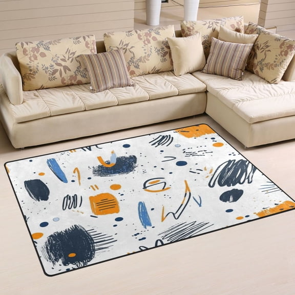 Art Brushstroke Pattern Design Soft Polyester Area Rug 31''x20'', Non Slip, Memory Foam, Water Absorbent
