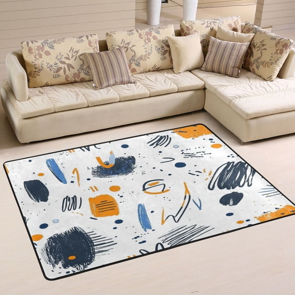 Art Brushstroke Pattern Design Soft Polyester Area Rug 36''x24'', Non Slip, Memory Foam, Water Absorbent