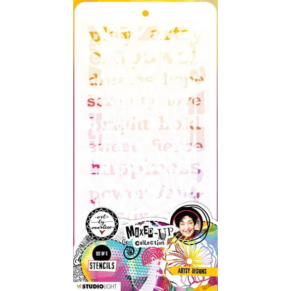 Art By Marlene Mixed-Up 4.33"X8.38" Stencils 3/Pkg-Nr. 139, Artsy Designs