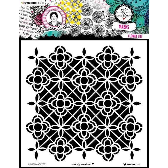 Art By Marlene Signature Collection 7.87"X7.87" Stencil-Nr. 209, Flower Tile