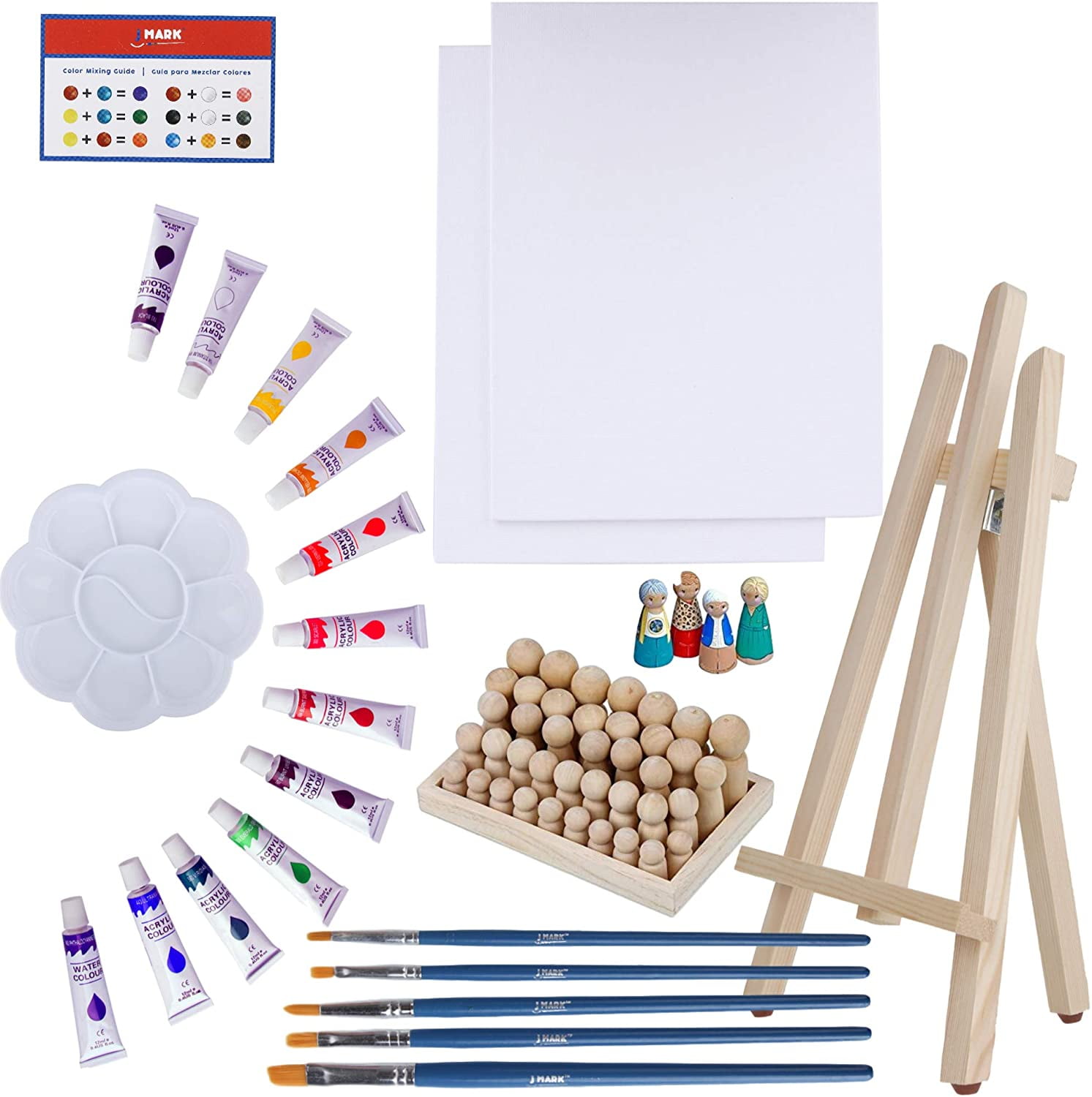 MEEDEN Acrylic Painting Set, Deluxe Painting Kit with Wood Easel Box,  Artist Grade Acrylic Paints, Paintbrushes, Canvas, Palettes, Gel Medium and