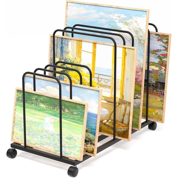 Art Canvas Storage Rack, Adjustable Art Storage Rack, Art Drying Rack Metal Storage Stand, Art Print Display Rack With Wheels for Large Canvas Boards, Panel, Crafts Drying & Print Racks