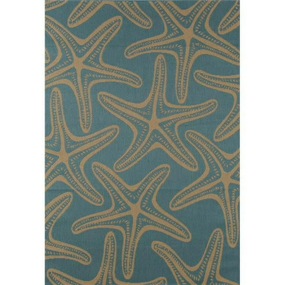 Art Carpet 29410 4 x 6 ft. Plymouth Collection Starfish Flat Woven Indoor & Outdoor Area Rug, Blue