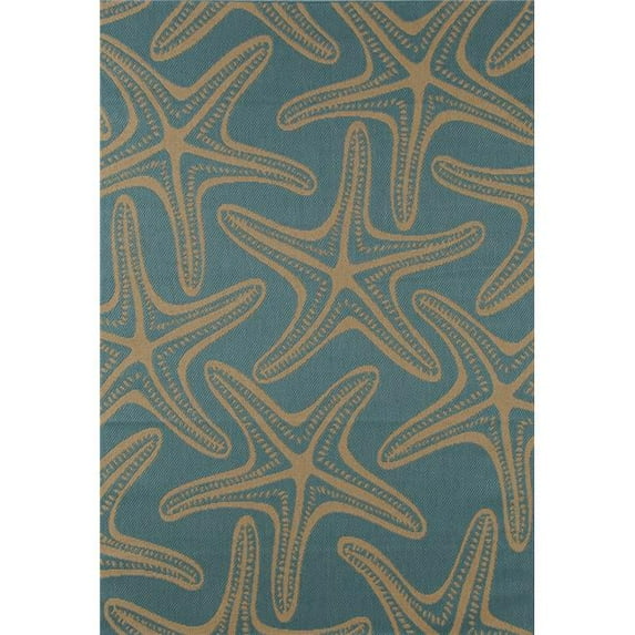 Art Carpet 29427 5 x 8 ft. Plymouth Collection Starfish Flat Woven Indoor & Outdoor Area Rug, Blue