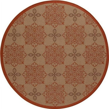 Art Carpet 30294 7 ft. Plymouth Collection Milan Flat Woven Indoor & Outdoor Round Area Rug, Red