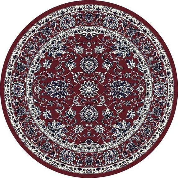 Art Carpet 841864102628 5 ft. Arabella Collection Traditional Border Woven Round Area Rug, Red