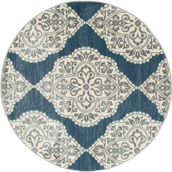 Art Carpet 841864102994 8 ft. Arabella Collection Medallion Woven Round Area Rug, Blue