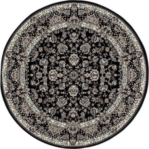 Art Carpet 841864104363 5 ft. Kensington Collection Timeless Woven Round Area Rug, Black