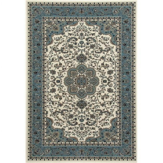 Art Carpet 841864105544 9 x 12 ft. Kensington Collection Center Glow Border Woven Area Rug, Cream