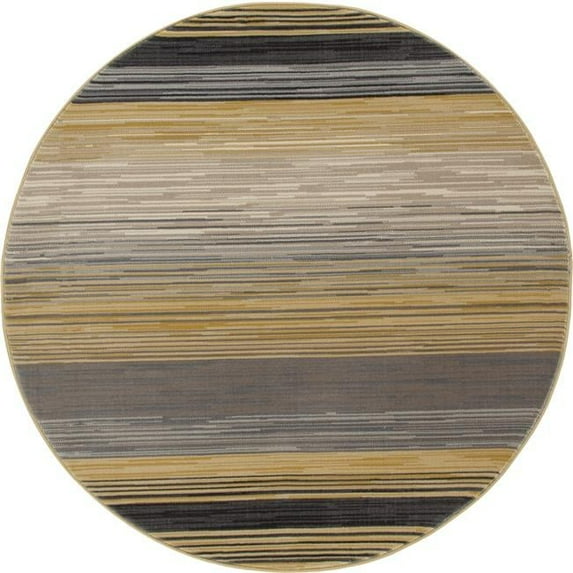 Art Carpet 841864108095 5 ft. Bastille Collection Heathered Stripe Border Woven Round Area Rug, Light Yellow