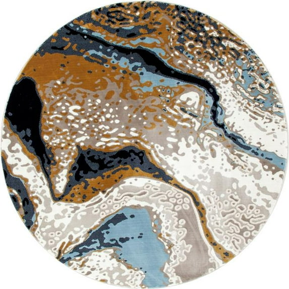 Art Carpet 841864116281 5 ft. Titanium Collection Geode Woven Round Area Rug, Linen