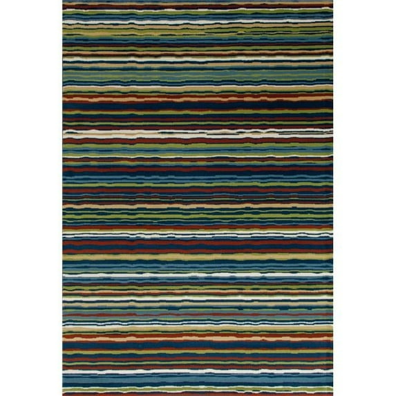 Art Carpet 841864116984 9 x 12 ft. Seaport Collection Wavy Stripe Woven Area Rug, Multi Color