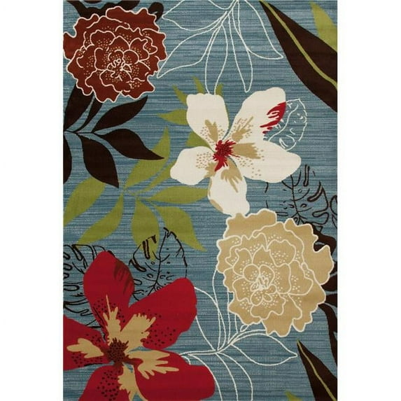 Art Carpet 841864117684 7 x 9 ft. Antigua Collection Tropical Floral Woven Area Rug, Aqua