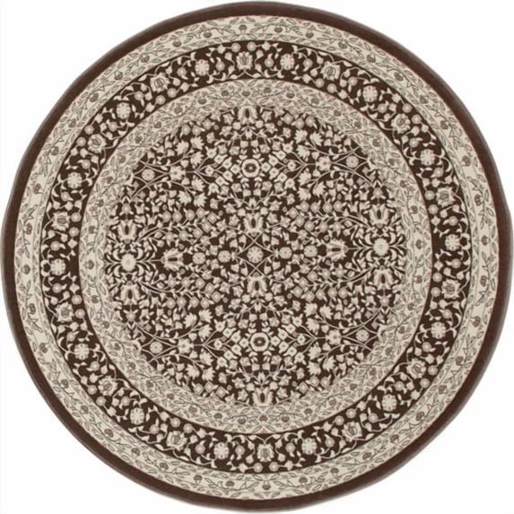Art Carpet Kensington Microfloral Light Brown, Linen 7'10" Round Rug