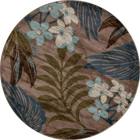 Art Carpet Palm Coast Tranquil Beige, Blue, Green 5'3" Round Rug
