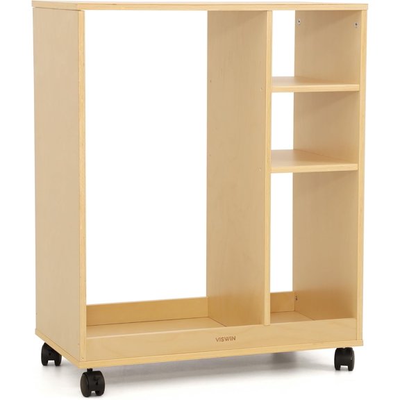 Art Cart Organizer, Solid Pine Wood Art Supply Storage Organizer with Caster Wheels, 3-Tier Multifunctional Rolling Utility Storage Cart for Studio, Classroom, Artists - Natural