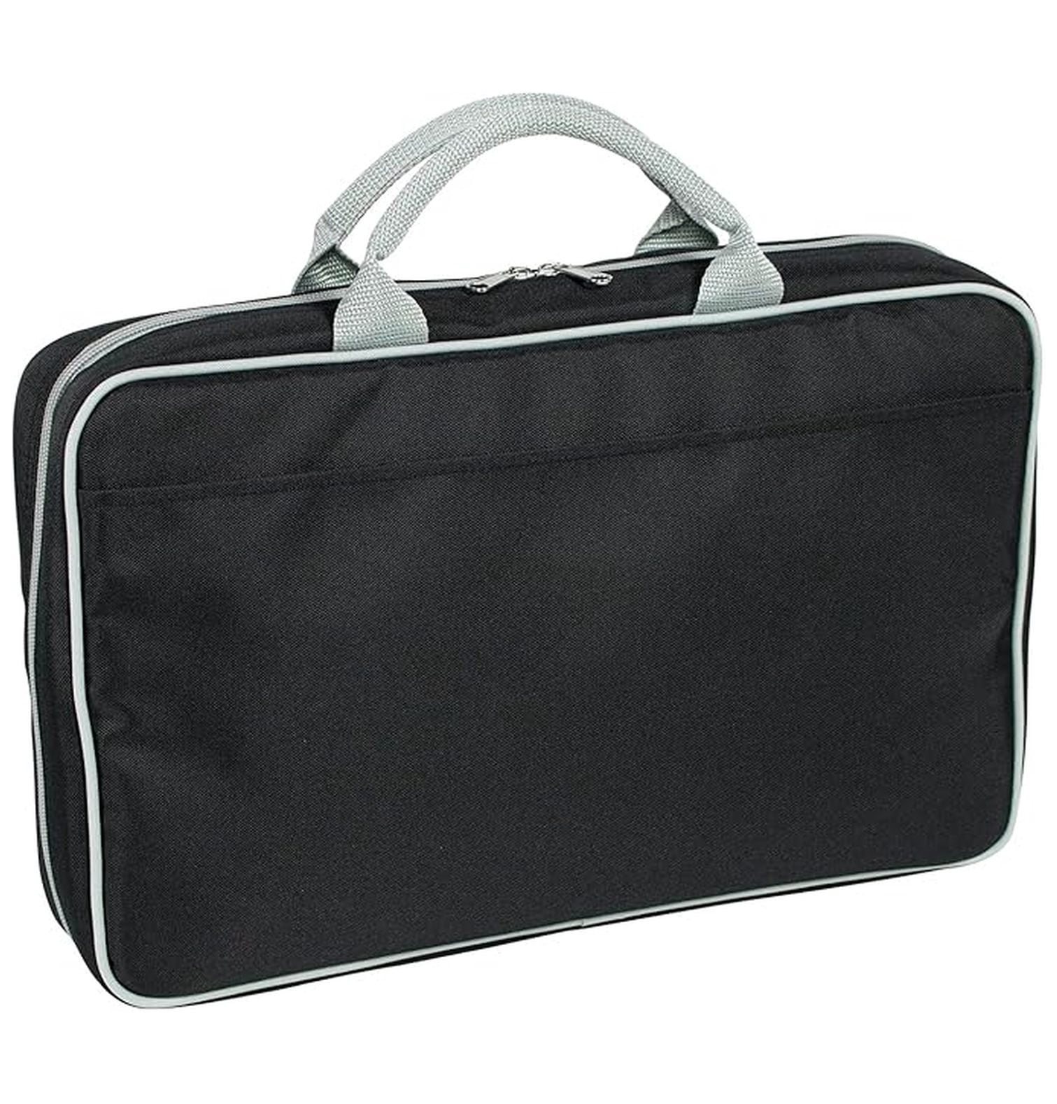 Art Case Portable Organizer – Deluxe Art Supply Case with Brush Holder – Black Fabric Art Supply Storage for Painting, Drawing, Markers – 15x9.5x3 Inches