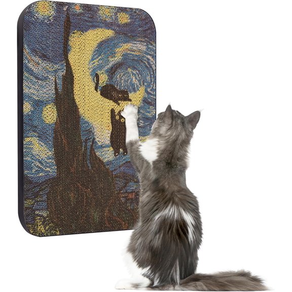 Art Cat Scratcher, Wall-Mountable Cat Scratching Board, Cat Wall Scratcher 16.7x11x1 Inch Cat Scratch Pad and Cat Scratchers for Indoor Cats Toy Furniture ProtectorStarry Night