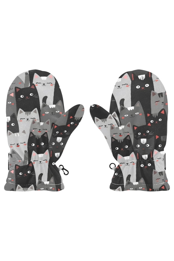 Art Cats Pattern Cold Weather Mittens Cozy Gloves with Adjustable Fit Perfect for Outdoor Fun