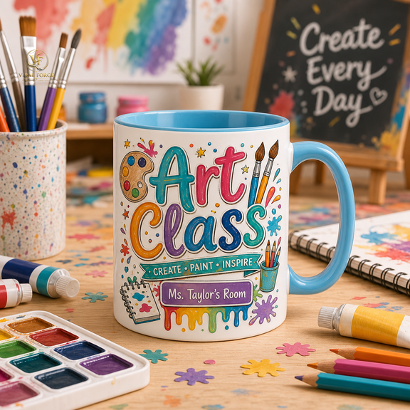 Art Classroom Mug 11oz & 15oz Paint Splash Teacher Gift for Creative Classrooms