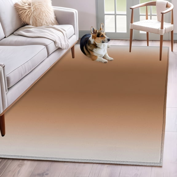 Art Coffee Brown Washable Area Rug 4x6 Vintage White Brown Ombre Farmhouse Rustic Country Low-Profile Large Area Rugs Non Slip Indoor Floor Carpet for Entrance Living Room Bedroom Home Office