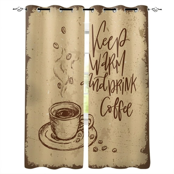 Art Coffee Cup Donut Modern Curtains for Living Room Bedroom Kitchen Curtains Drapes Window Treatments