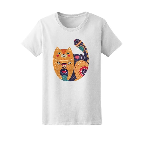 Art Colorful Beautiful Cat T-Shirt Women -Image by Shutterstock, Female XX-Large